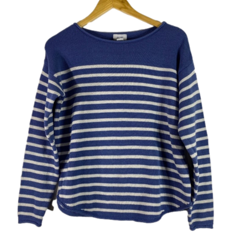 Old Navy Blue and White Striped Sweater